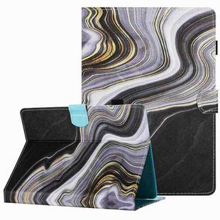 For 7 inch Universal Marble Pattern Stitching Leather Tablet Case(Black Gold)