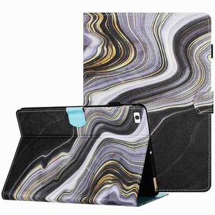 For iPad mini 5 / 4 / 3 / 2 / 1 Marble Pattern Stitching Smart Leather Tablet Case(Black Gold)