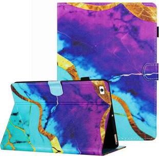 For iPad mini 5 / 4 / 3 / 2 / 1 Marble Pattern Stitching Smart Leather Tablet Case(Purple Blue)