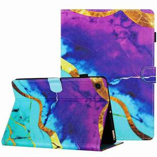 For Samsung Galaxy Tab A9 Marble Pattern Stitching Smart Leather Tablet Case(Purple Blue)
