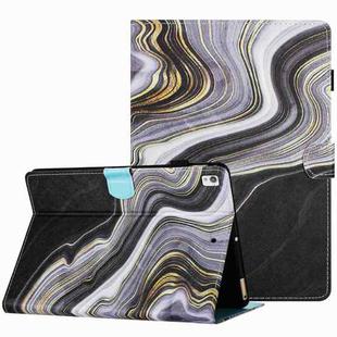 For Samsung Galaxy Tab A7 2020 T500 Marble Pattern Stitching Smart Leather Tablet Case(Black Gold)