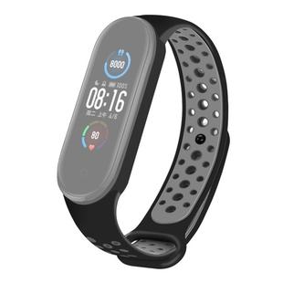 For Xiaomi Mi Band 5 Two-tone Silicone Breathable Watch Band(Black Gray)