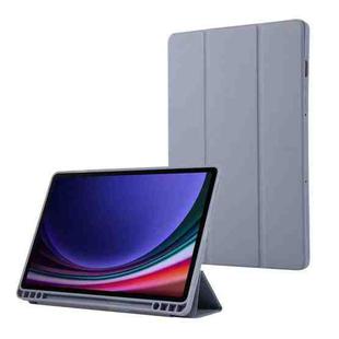 For Samsung Galaxy Tab S10 FE /  S9 3-Fold Pure Color TPU Leather Tablet Case with Pen Slot(Lavender)