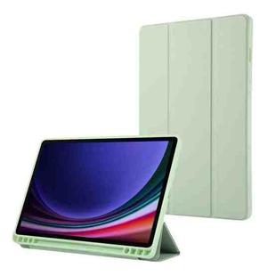 For Samsung Galaxy Tab S10 FE /  S9 3-Fold Pure Color TPU Leather Tablet Case with Pen Slot(Green)
