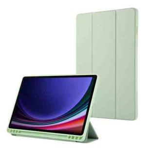 For Samsung Galaxy Tab S10 FE+ 3-Fold Pure Color TPU Leather Tablet Case with Pen Slot(Green)