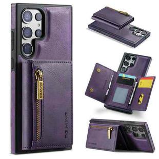 For Samsung Galaxy S23 Ultra DG.MING M5 Series Zip RFID Multi Card Detachable Leather Phone Case(Purple)