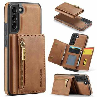 For Samsung Galaxy S22 DG.MING M5 Series Zip RFID Multi Card Detachable Leather Phone Case(Brown)