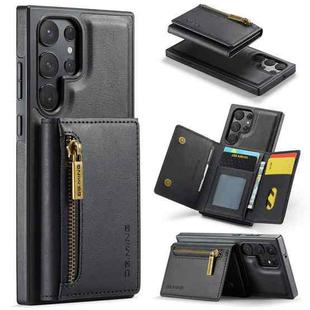 For Samsung Galaxy S22 Ultra DG.MING M5 Series Zip RFID Multi Card Detachable Leather Phone Case(Black)