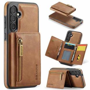For Samsung Galaxy S24+ 5G DG.MING M5 Series Zip RFID Multi Card Detachable Leather Phone Case(Brown)