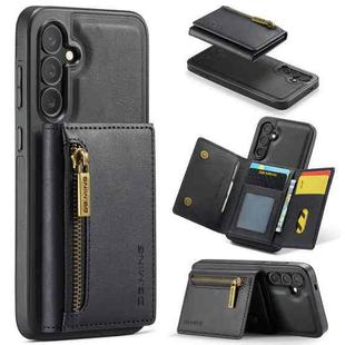 For Samsung Galaxy S24 FE 5G DG.MING M5 Series Zip RFID Multi Card Detachable Leather Phone Case(Black)