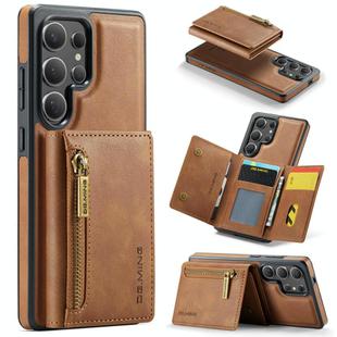 For Samsung Galaxy S25 Ultra 5G DG.MING M5 Series Zip RFID Multi Card Detachable Leather Phone Case(Brown)