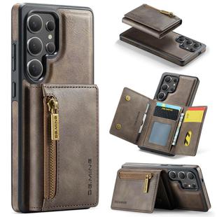 For Samsung Galaxy S25 Ultra 5G DG.MING M5 Series Zip RFID Multi Card Detachable Leather Phone Case(Coffee)