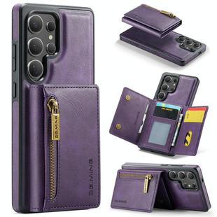 For Samsung Galaxy S25 Ultra 5G DG.MING M5 Series Zip RFID Multi Card Detachable Leather Phone Case(Purple)