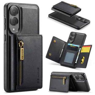 For Samsung Galaxy S25 Edge 5G DG.MING M5 Series Zip RFID Multi Card Detachable Leather Phone Case(Black)