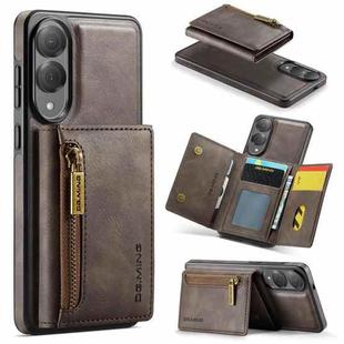 For Samsung Galaxy S25 Edge 5G DG.MING M5 Series Zip RFID Multi Card Detachable Leather Phone Case(Coffee)