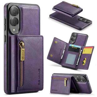 For Samsung Galaxy S25 Edge 5G DG.MING M5 Series Zip RFID Multi Card Detachable Leather Phone Case(Purple)