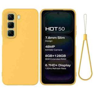 For Infinix Hot 50 4G Solid Color Liquid Silicone Dropproof Full Coverage Phone Case(Yellow)