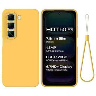 For Infinix Hot 50 5G Solid Color Liquid Silicone Dropproof Full Coverage Phone Case(Yellow)