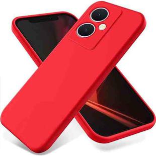 For vivo Y77t 5G Solid Color Liquid Silicone Dropproof Full Coverage Phone Case(Red)