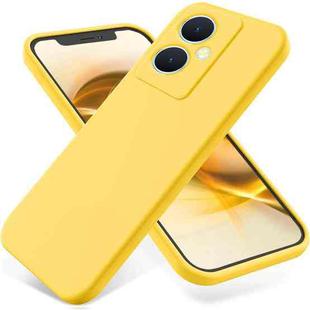 For vivo Y77t 5G Solid Color Liquid Silicone Dropproof Full Coverage Phone Case(Yellow)