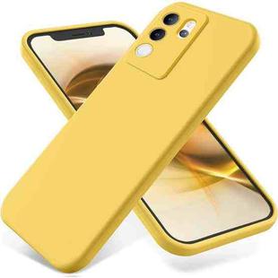 For vivo V30 Lite 5G Solid Color Liquid Silicone Dropproof Full Coverage Phone Case(Yellow)