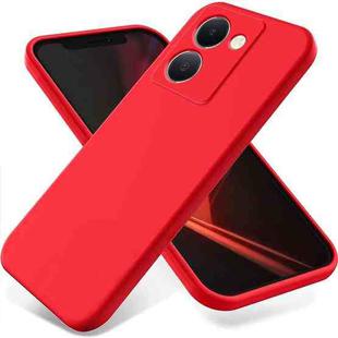 For vivo Y27s Solid Color Liquid Silicone Dropproof Full Coverage Phone Case(Red)