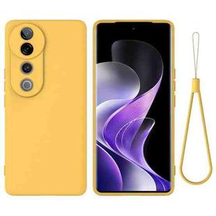 For vivo V40 Pro Solid Color Liquid Silicone Dropproof Full Coverage Phone Case(Yellow)