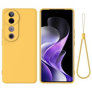 For vivo S19 Solid Color Liquid Silicone Dropproof Full Coverage Phone Case(Yellow)