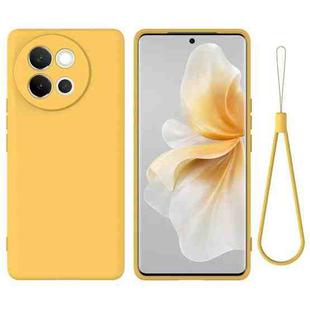 For vivo V40 Lite Solid Color Liquid Silicone Dropproof Full Coverage Phone Case(Yellow)