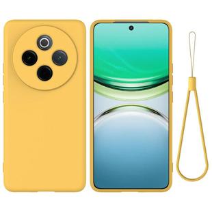 For vivo Y300 Pro Solid Color Liquid Silicone Dropproof Full Coverage Phone Case(Yellow)