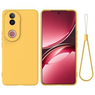 For vivo V50 Solid Color Liquid Silicone Dropproof Full Coverage Phone Case(Yellow)