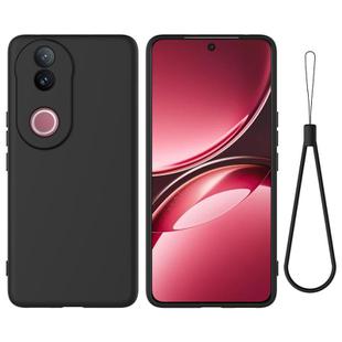 For vivo V50 Solid Color Liquid Silicone Dropproof Full Coverage Phone Case(Black)