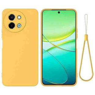 For vivo Y58 5G Solid Color Liquid Silicone Dropproof Full Coverage Phone Case(Yellow)