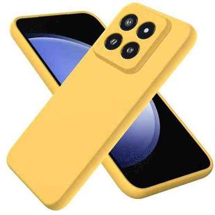 For Xiaomi 14 Pro Solid Color Liquid Silicone Dropproof Full Coverage Phone Case(Yellow)