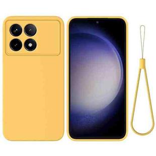 For Xiaomi Poco F6 Pro Solid Color Liquid Silicone Dropproof Full Coverage Phone Case(Yellow)