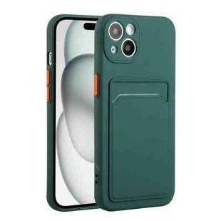 For iPhone 15 Card Slot Design Shockproof TPU Phone Case(Dark Green)