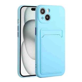 For iPhone 15 Card Slot Design Shockproof TPU Phone Case(Sky Blue)