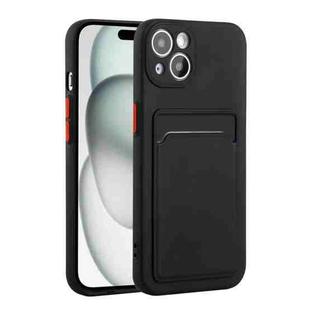 For iPhone 15 Plus Card Slot Design Shockproof TPU Phone Case(Black)