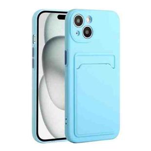 For iPhone 15 Plus Card Slot Design Shockproof TPU Phone Case(Sky Blue)