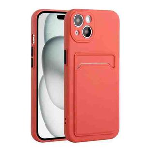 For iPhone 15 Plus Card Slot Design Shockproof TPU Phone Case(Plum Red)