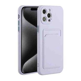 For iPhone 15 Pro Card Slot Design Shockproof TPU Phone Case(Purple)