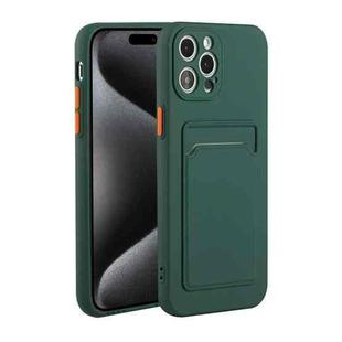 For iPhone 15 Pro Max Card Slot Design Shockproof TPU Phone Case(Dark Green)