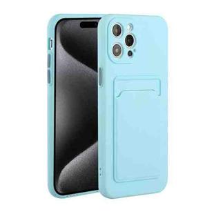 For iPhone 15 Pro Max Card Slot Design Shockproof TPU Phone Case(Sky Blue)