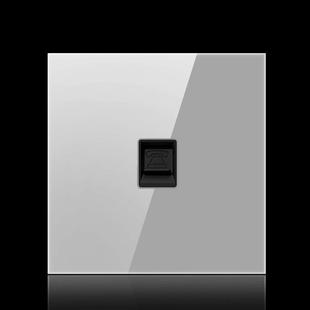 86mm Round LED Tempered Glass Switch Panel, Gray Round Glass, Style:Telephone Socket