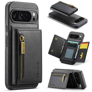 For Google Pixel 9 Pro XL DG.MING M5 Series Zip RFID Multi Card Detachable Leather Phone Case(Black)