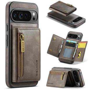 For Google Pixel 9 Pro XL DG.MING M5 Series Zip RFID Multi Card Detachable Leather Phone Case(Coffee)