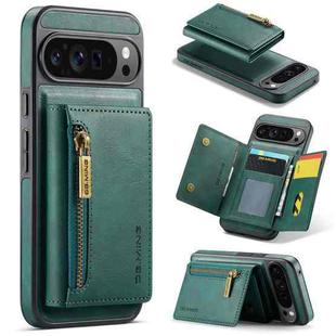 For Google Pixel 9 Pro XL DG.MING M5 Series Zip RFID Multi Card Detachable Leather Phone Case(Green)