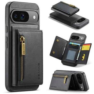 For Google Pixel 9 / 9 Pro DG.MING M5 Series Zip RFID Multi Card Detachable Leather Phone Case(Black)