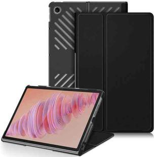 For Lenovo Tab Plus 11.5 TB351FU Custer Pure Color 3-folding Leather Tablet Case(Black)