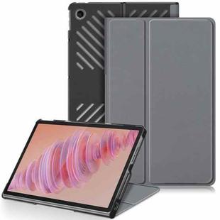 For Lenovo Tab Plus 11.5 TB351FU Custer Pure Color 3-folding Leather Tablet Case(Grey)